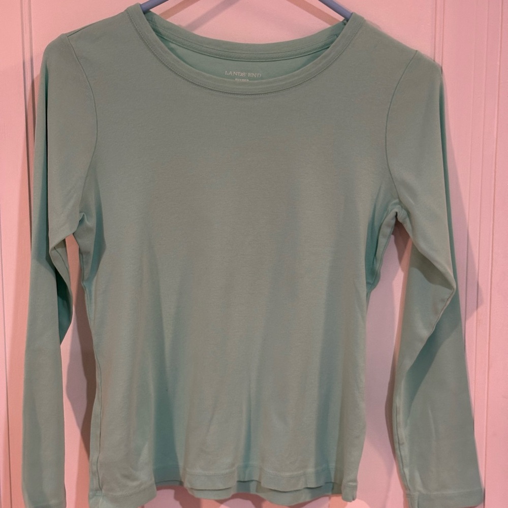 Lands' End Green Long Sleeve Tee Soft Knit Versatile